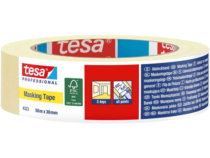 tesa Malerband Krepp Universal 50m x 30 mm, Chamois