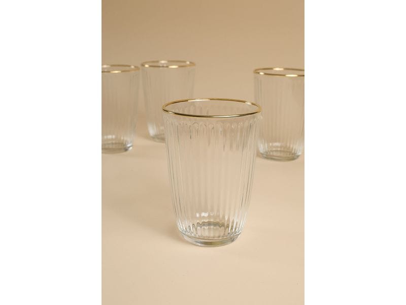 Hermia Trinkglas 400 ml, 4 Stück, Transparent/Gold