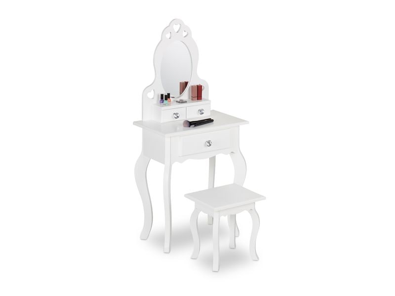 [2173770] relaxdays Kinderschminktisch mit Hocker weiss