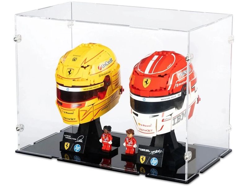 iDisplayit Acryl-Display für 2 x LEGO® F1 Helme (Mit schwarzem Boden)