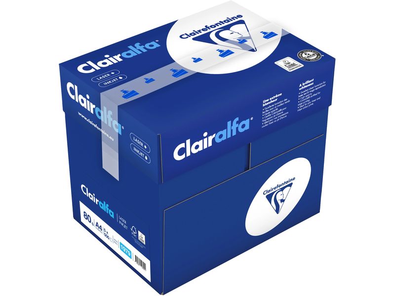 Clairefontaine Kopierpapier A4 Clairalfa A4, Weiss, 80 g/m², 2500 Blatt