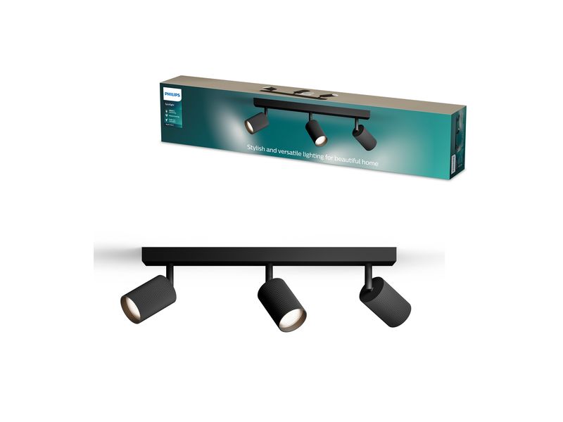 Philips Wyatt Aufbauspot 3er Balken ohne Leuchtmittel schwarz