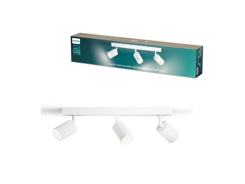 Philips Wyatt Aufbauspot 3er Balken ohne Leuchtmittel GU10, weiss