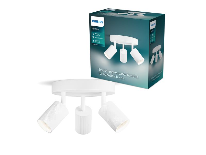 Philips Wyatt Aufbauspot 3x, rund ohne Leuchtmittel GU10, weiss