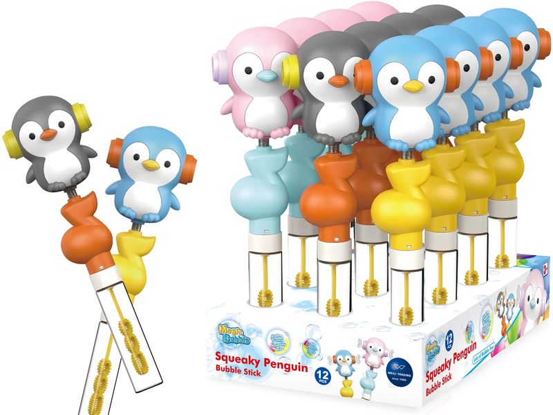 Meili Seifenblasen Magic Bubble Squeaky Penguin Stick assortiert