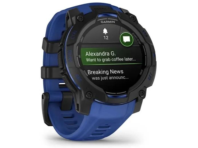 GARMIN Sportuhr Instinct 3 AMOLED 45 mm Black/Bolt Blue