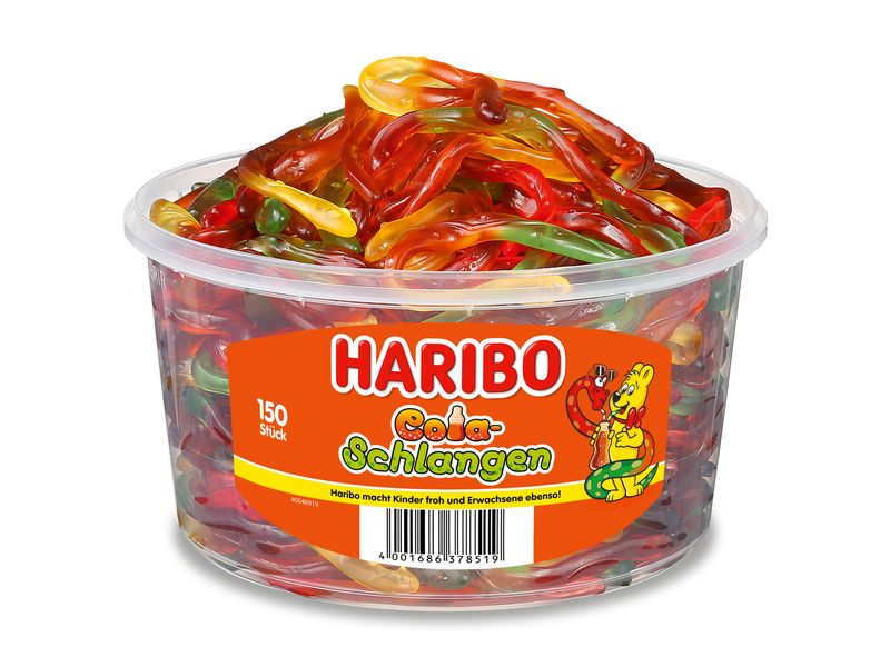Haribo Gummibonbons Cola Schlangen Dose 1200 g