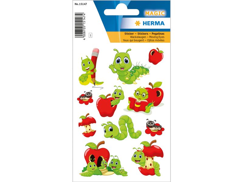 Herma Stickers Sticker Fritz der Wurm, Wackelaugen 1 Blatt / 11 Sticker