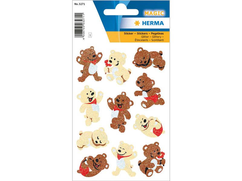 Herma Stickers Sticker Bärchen, glittery 1 Blatt / 11 Sticker
