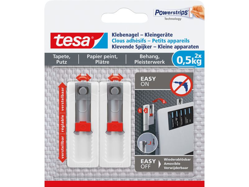 tesa Klebenagel Nagel für Tapete & Putz 0.5 kg, Weiss