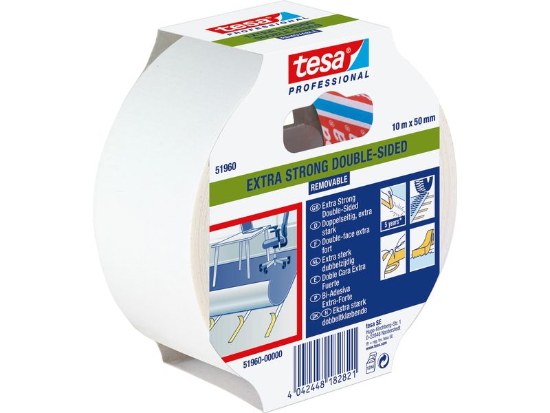 tesa Tesafix 51960 50 mm x 25 m, Transparent/Weiss