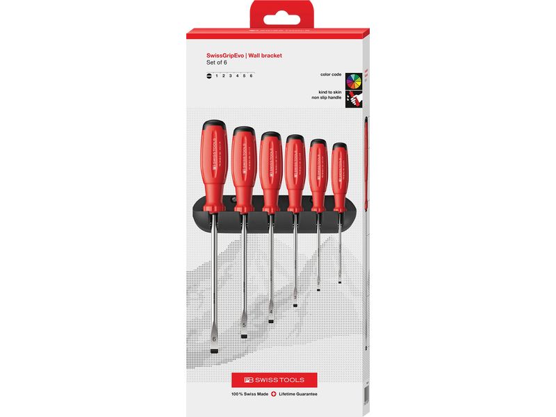 PB Swiss Tools Schraubenzieher-Set SwissGrip Evo PB 38240 Schlitz Rot