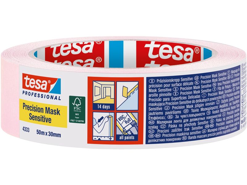 tesa Malerband Precision Mask Sensitive 50m x 30 mm, Pink