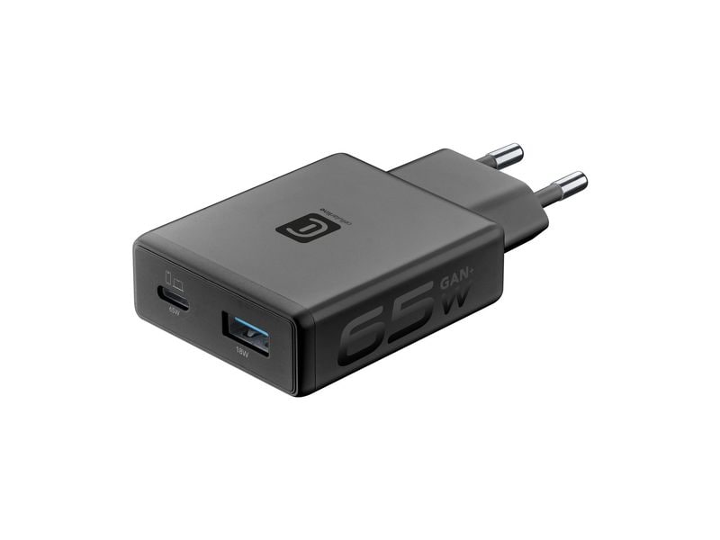 Cellular Line POWER LITE 65 W USB-C 18 W USB-A GaN+ Schwarz