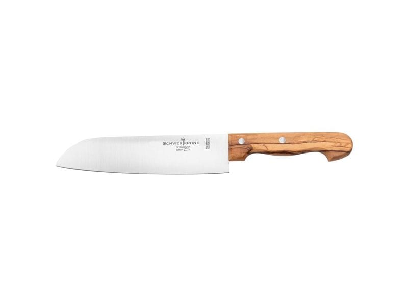 Schwertkrone Santoku Kochmesser Olivenholz - 20 cm Silber/Braun