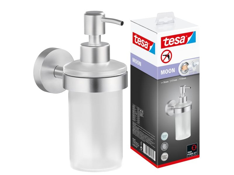 tesa Seifenspender Moon 200 ml, Edelstahl