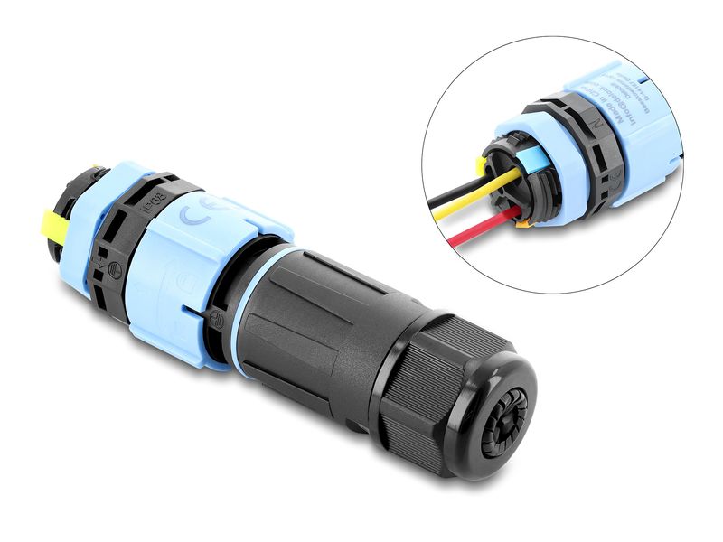 [2165325] Delock Kabelverbinder 3 Pin IP68 wasserdicht Schwarz