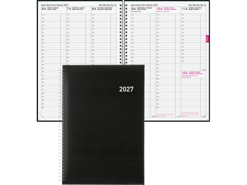 Biella Geschäftsagenda Quarta Kein, 2027, Schwarz