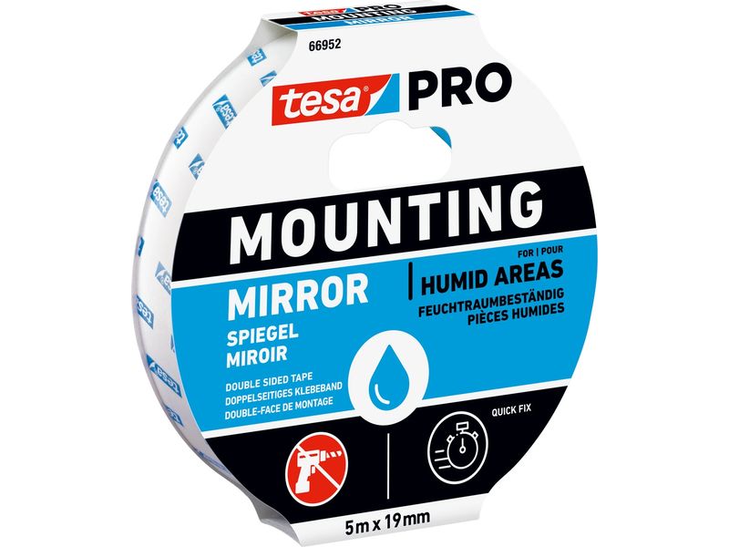 tesa Mounting PRO Spiegel 19 mm x 10 m, Weiss