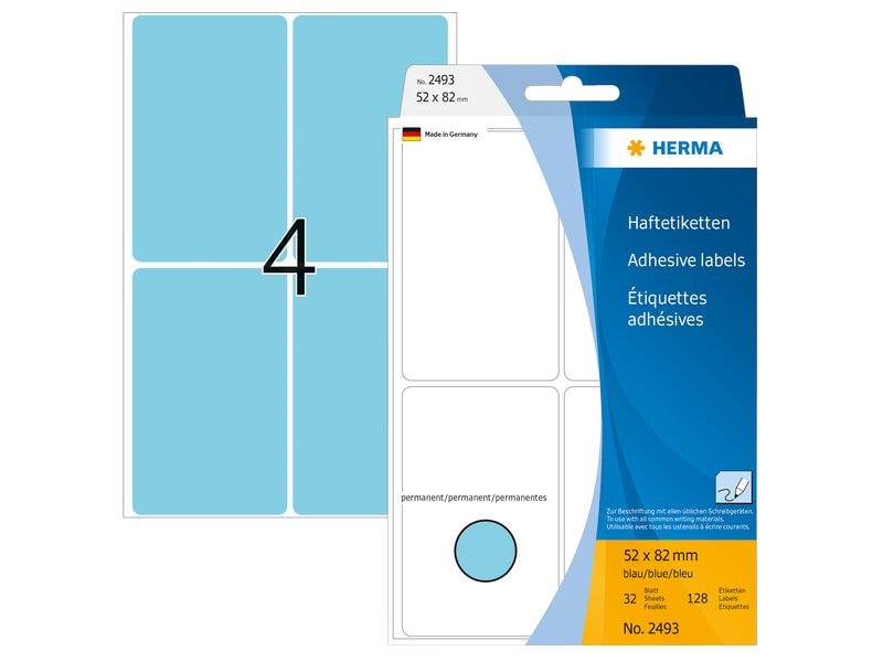 HERMA Vielzwecketiketten 52 x 82 mm, blau, 128 Etiketten