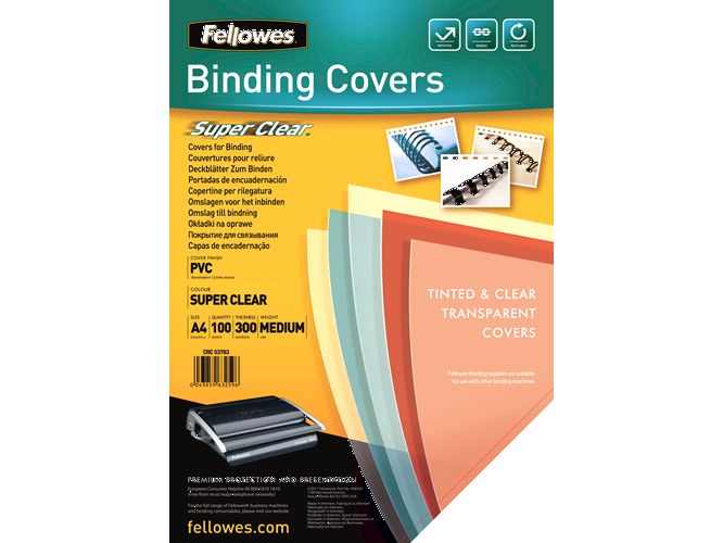 [2028232] Fellowes Einbanddeckel 300 g/m², 100 Stück, Transparent