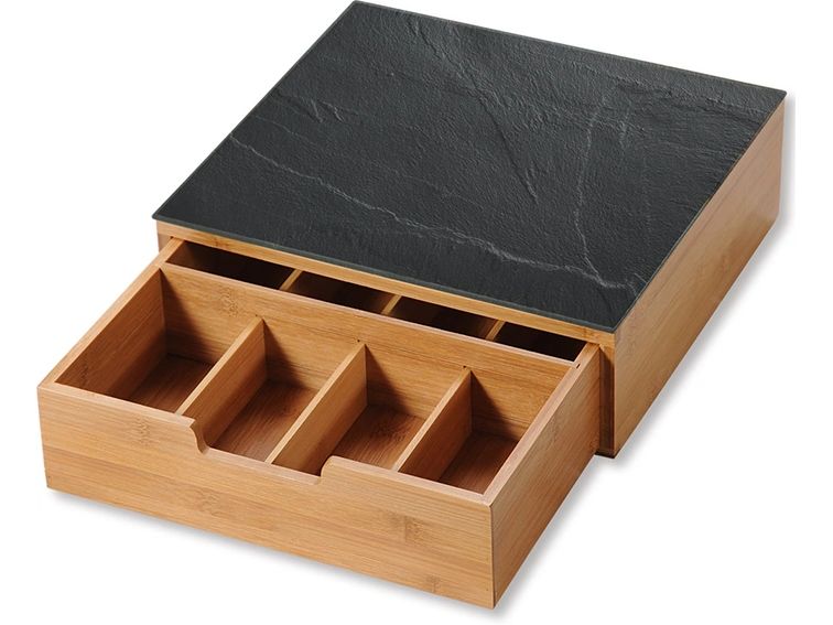 [2163033] Kesper Tee-Aufbewahrungsbox Bambus, Glas, 1-tlg.
