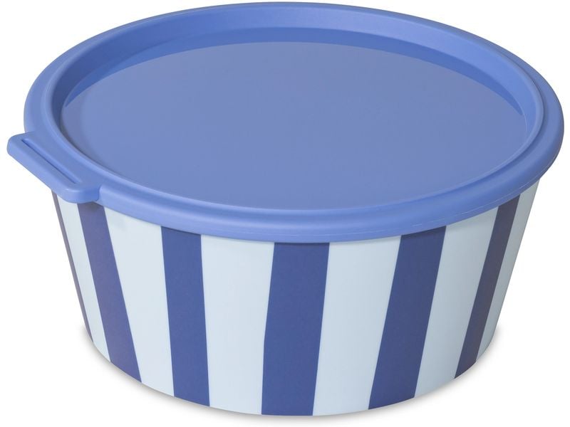 Koziol Schale Nora Stripes mit Deckel 1 Stück, Blau/Weiss