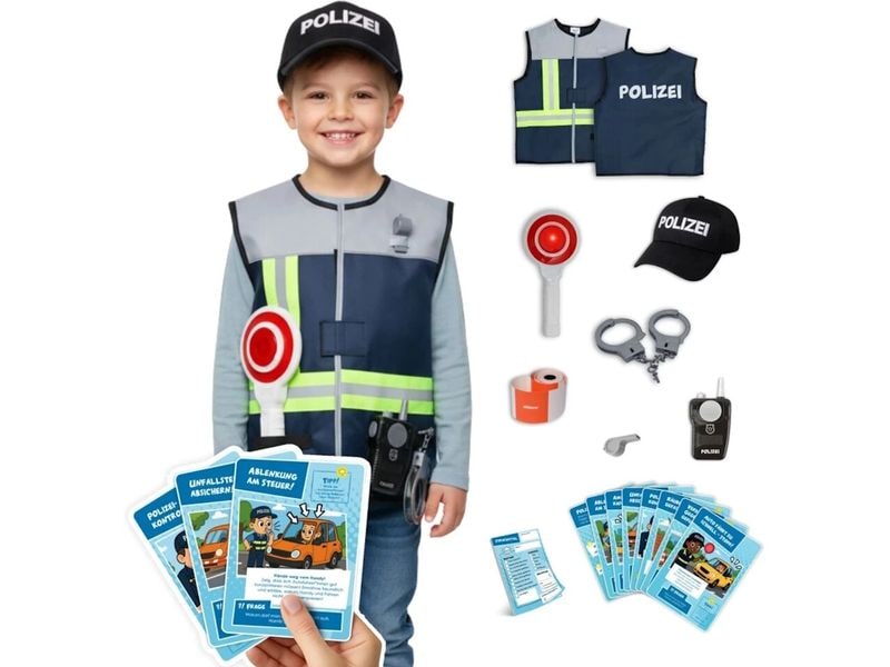 alldoro Polizei Rollenspiel-Set 9-teilig mit LED-Blaulicht und Sound
