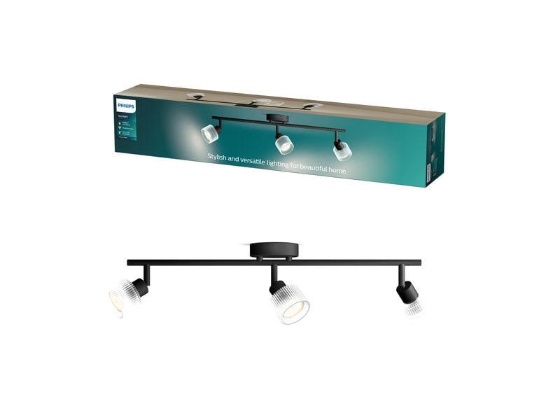 Philips Horen Aufbauspot 3x Balken ohne Leuchtmittel GU10, schwarz