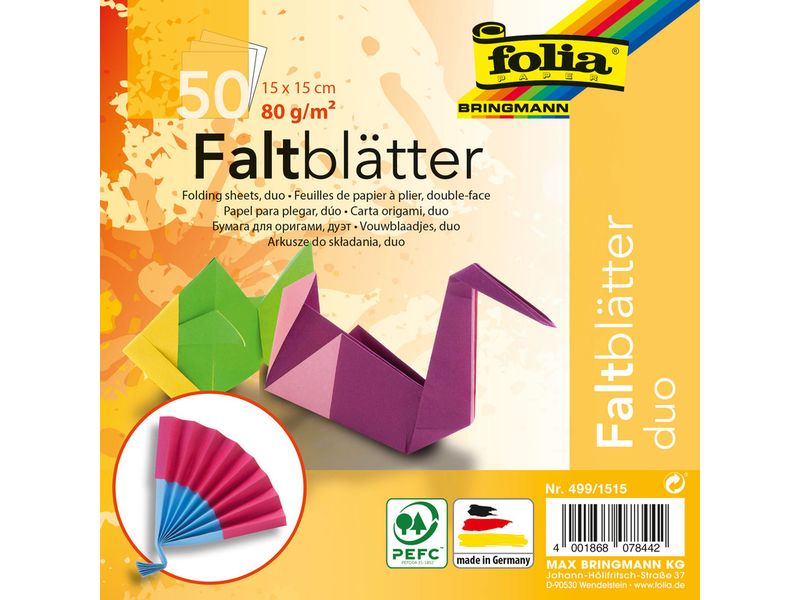 Folia Faltblätter DUO 150 x 150 mm, 50 Blatt