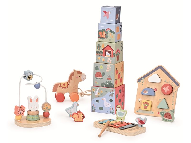Spielba Holzspielwaren Stapelspielzeug Stapelturm, Spiel- und Lernbox