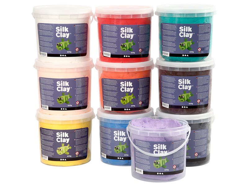 [2195089] Creativ Company Silk Clay® Sortierte Farben Flexibel Weich 10 x 650 g
