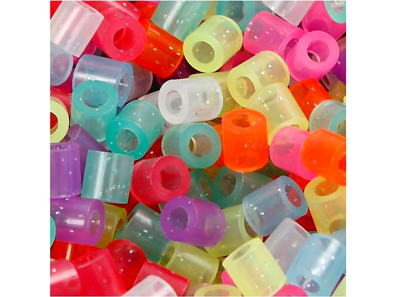 Creativ Company Bügelperlen, 5x5 mm Loch 2.5 mm, M, Glitter-Farben 30000 Stk