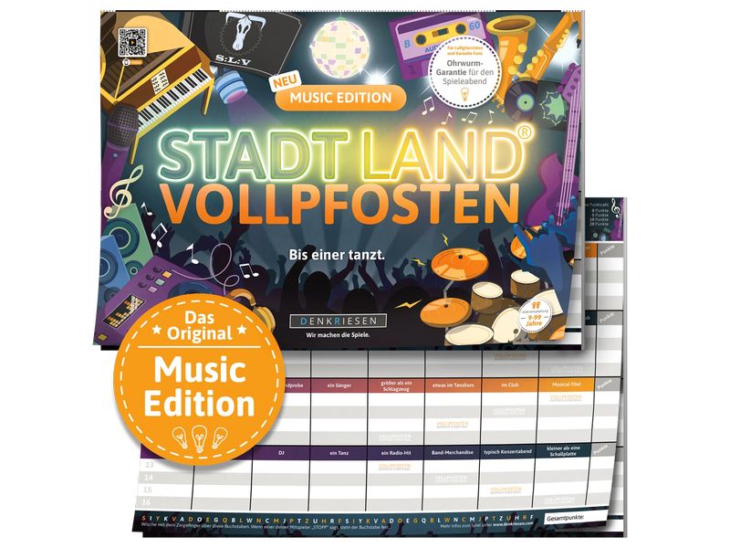 Denkriesen Familienspiel Stadt Land Vollpfosten Music Edition -DE-