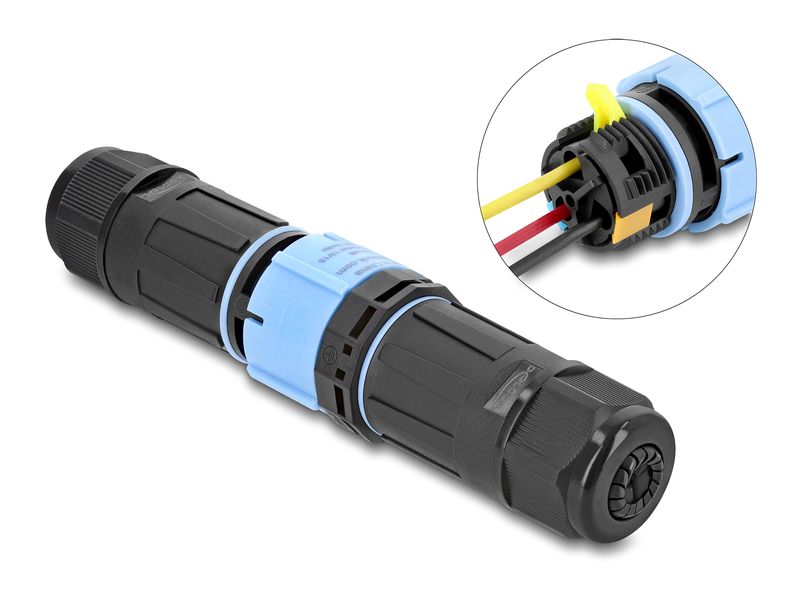 [2165326] Delock Kabelverbinder 3 Pin IP68 wasserdicht PA66 Schwarz