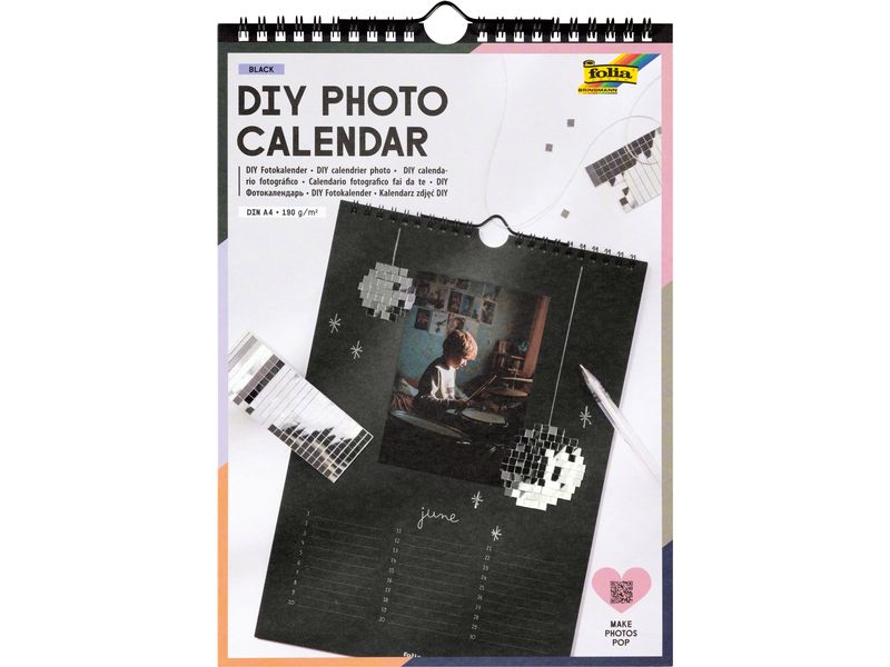 Folia Bastel-Dauerkalender A4 Schwarz 190 g/m²