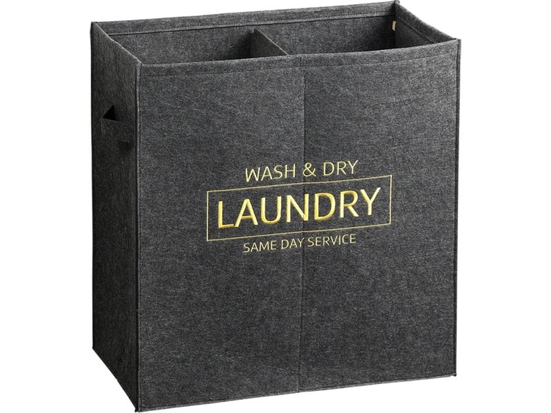 Kesper Wäschebox 80 l, Schwarz/Grau/Gold