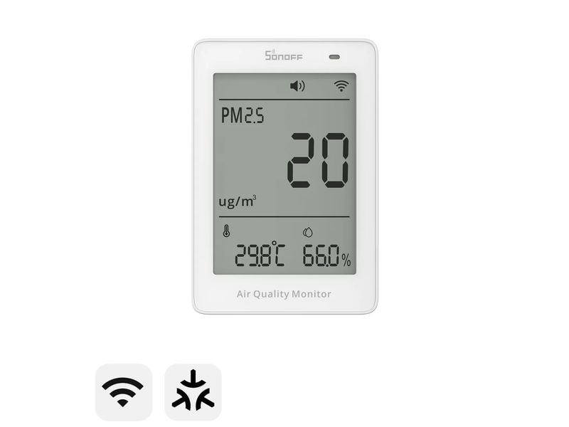[2145582] SONOFF Luftqualitätsmonitor PM2.5 PM10 USB-C Wi-Fi Matter Weiss