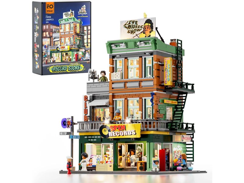 [2143686] Lumibricks Plattenladen im Hip-Hop-Stil mit LED-Lichtern