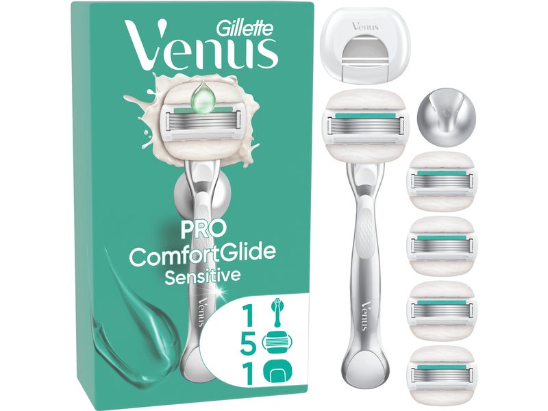 [2191408] Gillette Venus Pro Comfortglide Sensitive Systemklingen 5er + Handstück