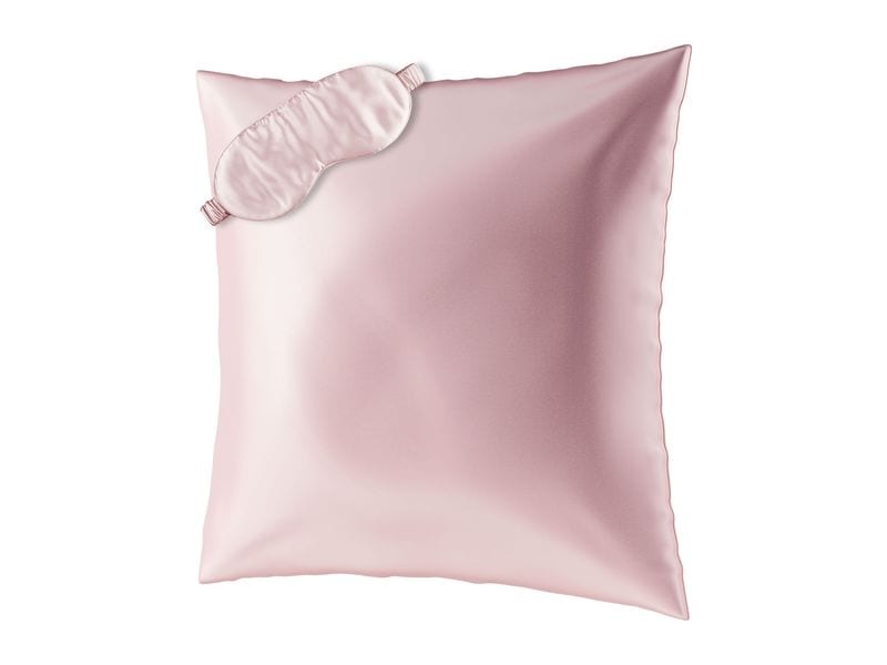 Ailoria Kissenbezug und Schlafmaske Set Seide, 80 x 80 cm, Rosa