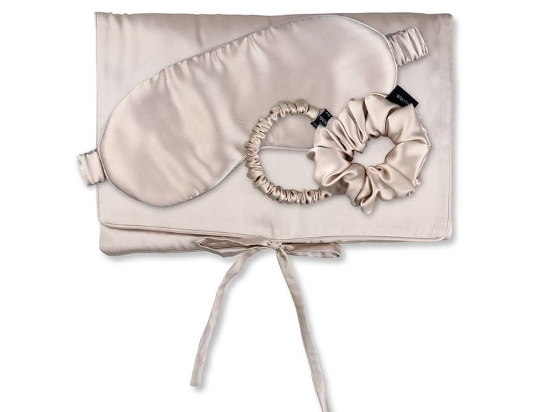 Ailoria Travel Set Tasche, Schlafmaske, Scrunchie S & M, Seide
