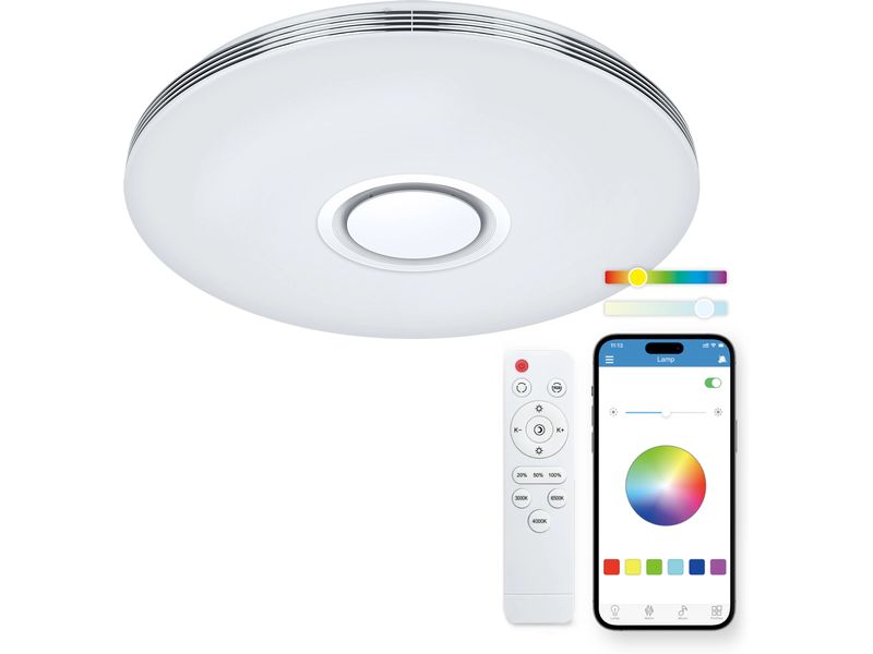KSiX Intelligente Deckenleuchte Aura RGBIC 90 W Weiss 49 cm