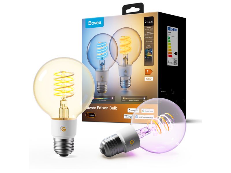 Govee G25 Smart Edison Bulb, E27, 2700K - 6500K (2er Pack)