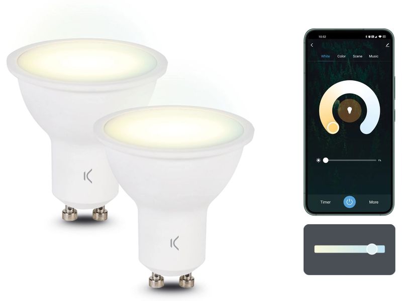 KSiX LED-Lampe GU10 5.5 W CCT 400 lm 2er-Set