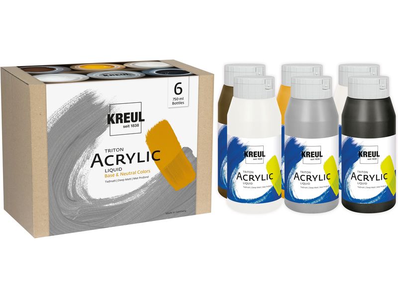Kreul Acrylfarbe Triton Base & Neutral Colors 6 x 750 ml