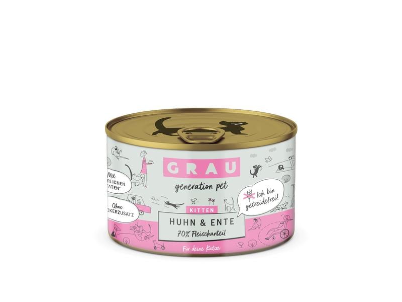Grau Nassfutter Kitten Huhn und Ente 200 g