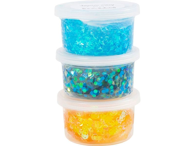 [1994760] Creativ Company Modelliermasse Sequin Clay, Harmonie Blau-Grün, 3 x 60 g (Blaugrün)