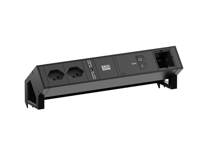 Bachmann Tischsteckdosenleiste DESK2 2xT13 1xUSB C/C 100W 1xCM 0.2m