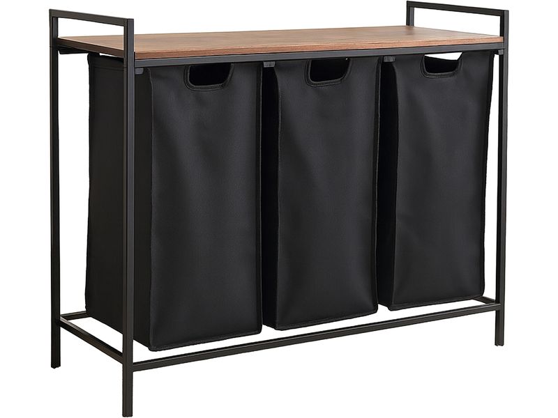 relaxdays Wäschekorb  Braun/Schwarz